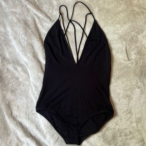 Out from under/urban outfitters black strappy bodysuit!